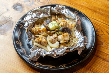 鶏と茸のバター炒め