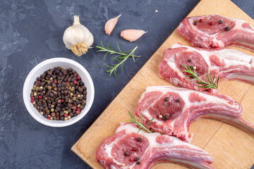 Raw lamb chop, food concept photo