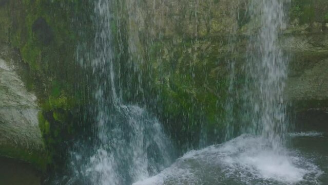 VUE AERIENNE CASCADE DU HERISSON JURA FRANCE	