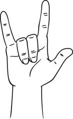 Love hand sign in line art style.