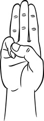 Three fingers in line art. Symbolic for support democracy.