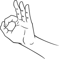 Ok hand sign in line art style.