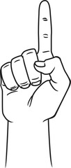 Number one hand sign in line art style