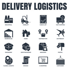 Set of Delivery shipping icon logo vector illustration. logistics pack symbol template for graphic and web design collection