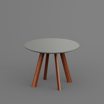 A nice image of a round table isolated in a gray background