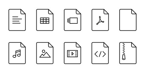 Document sheet black outline icon pack