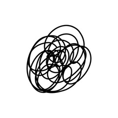 Complex line. Complicated way. Messy ball concept. Loading idea vector process.