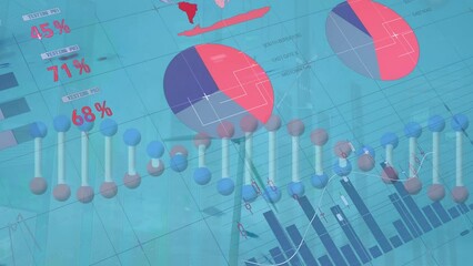 Animation of data processing and dna strand over wind turbine - Powered by Adobe
