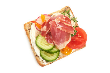 Jamon sandwich, isolated on white background.