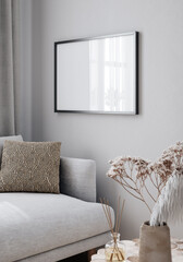 Mock up frame in modern home interior, Scandinavian style, 3d render