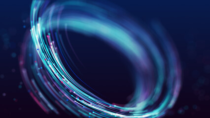 3D Abstract blue and purple particles vortex design. Digital light glow particle tornado background. - obrazy, fototapety, plakaty