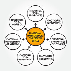 Emotional Intelligence The Seven Skills, mind map concept for presentations and reports