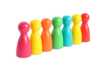 Colorful pawns on white background. Social inclusion concept
