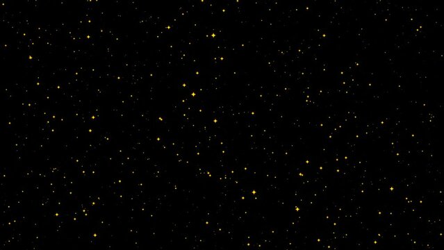 Animation of shinny stars on black background. 3d Night stars sky motion graphic backdrop