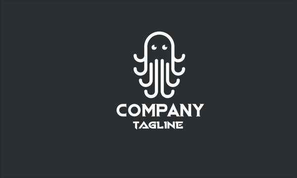 minimal octopus graphic logo template