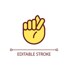 Fig sign pixel perfect RGB color icon. Offensive hand gesture. Obscene non verbal communication. Isolated vector illustration. Simple filled line drawing. Editable stroke. Arial font used