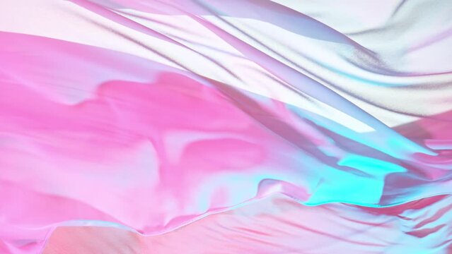 Pastel color transparent silk fabric flowing by wind, super slow motion filmed on high speed cinematic camera at 1000 fps.