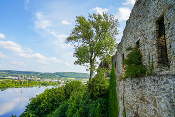 Fototapeta na wymiar View of the Harkort Lake from Wetter Castle. Landscape on the Ruhr. 