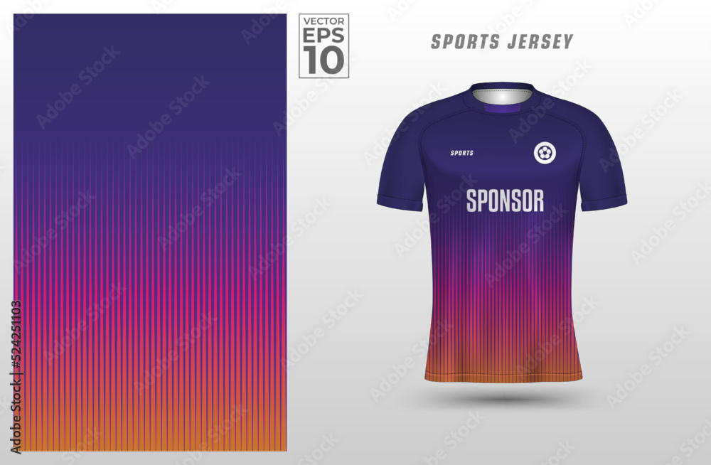Wall mural gradient orange pink blue t-shirt sport design template with stripe line pattern for soccer jersey.  - Wall murals