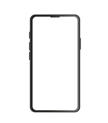 Smartphone mock up with white screen. Mobile phone isolated on transparent background. Vector illustration view of the phone. PNG