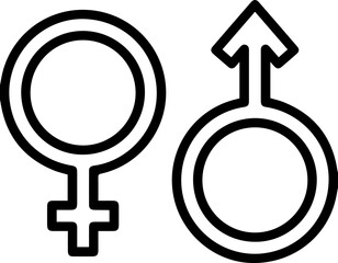 male and female sex, gender signs vector illustration isolated on white background - linear, outline and minimalist style