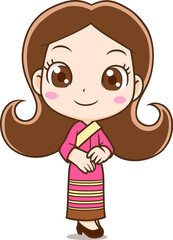 Reception girl in Thai dress.