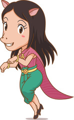 Cartoon character of Keaw, The horse-faced woman character in ancient folk tales of Thailand.	