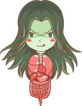 Cartoon character of filth eating spirit, Thai ghost.	