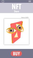 Fototapeta premium Screenshot of online nft store with bizarre face image for sale