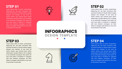 Fototapeta premium Infographic template. 4 rectangles with text and icons