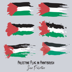 Palestine national flag in paintbrush collection. Save palestine - obrazy, fototapety, plakaty