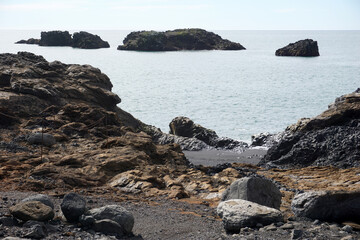 Fototapeta na wymiar Rocks at Reynisfjara Black Beach in Iceland