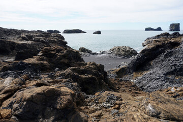 Rocks at Reynisfjara Black Beach in Iceland
