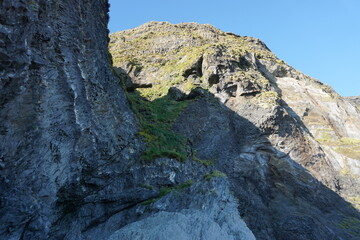 Basalt rocks at Reynisfjara Black Beach in Iceland