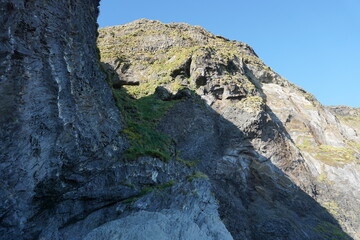 Fototapeta na wymiar Basalt rocks at Reynisfjara Black Beach in Iceland
