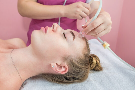 Cupping Facial Massage, Close-up.