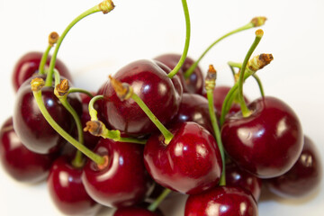 sweet cherry on a white background close-up	
