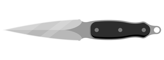 Hunting knife. Cute knife isolated on white background. Vector illustration.