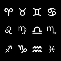 A set of icons with zodiac signs. Astrology.