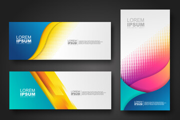 Banner set design template in trendy dynamic gradient colors