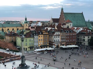 Naklejka na ściany i meble Plac zamkowy panoramic view, old town, Sródmieście, Warsaw, Poland. Best Warsaw cityscapes from viewpoint. Most popular Polish tourist attractions and famous Poland sightseeings