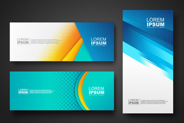 Banner set design template in trendy dynamic gradient colors