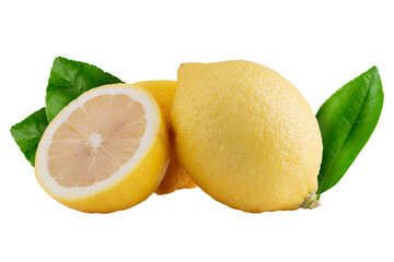 yellow lemon isolated on alpha background