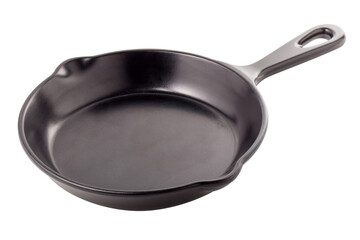 Black iron pan isolated on alpha background