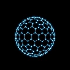hexagon Globe sphere network of connections against plexus network on isolated on black background. global business technology concept. 3d illustration