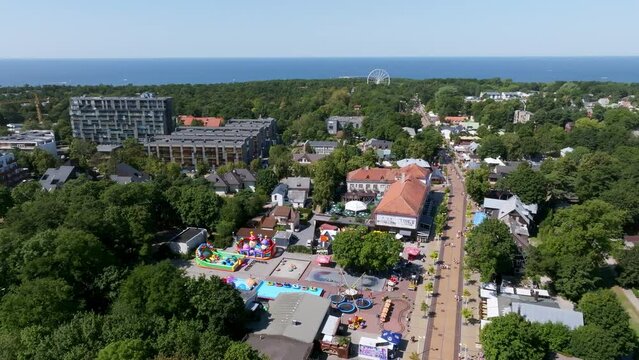 Aerial view of the Palanga resort town in Lithuania. Beautiful summer in Palanga.