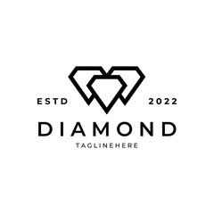 diamond logo jewelry line art vector icon illustration design