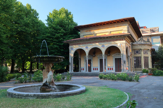 An old Spa Building with a Fountain in the Forground. Montecatini Terme, Tuscany, Italy.