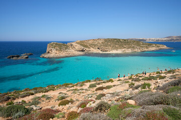 Fototapeta premium Scenery of blue lagoon on european Comino island in Malta