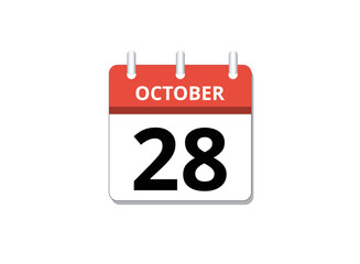 October, 28th calendar icon vector, concept of schedule, business and tasks
